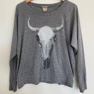 Haute Hippie Longhorn Skull Sweatshirt